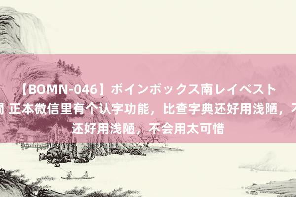 【BOMN-046】ボインボックス南レイベスト 巨乳輪 4時間 正本微信里有个认字功能，比查字典还好用浅陋，不会用太可惜