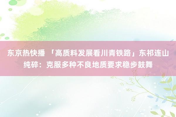 东京热快播 「高质料发展看川青铁路」东祁连山纯碎：克服多种不良地质要求稳步鼓舞