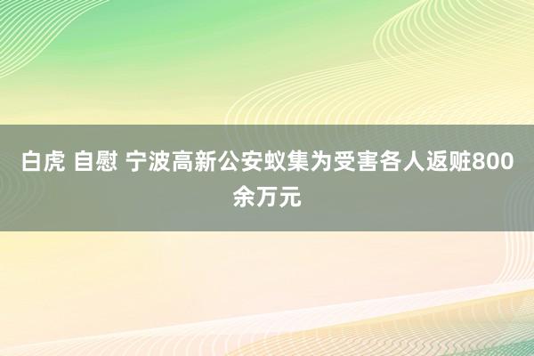 白虎 自慰 宁波高新公安蚁集为受害各人返赃800余万元