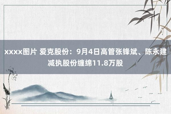 xxxx图片 爱克股份：9月4日高管张锋斌、陈永建减执股份缠绵11.8万股