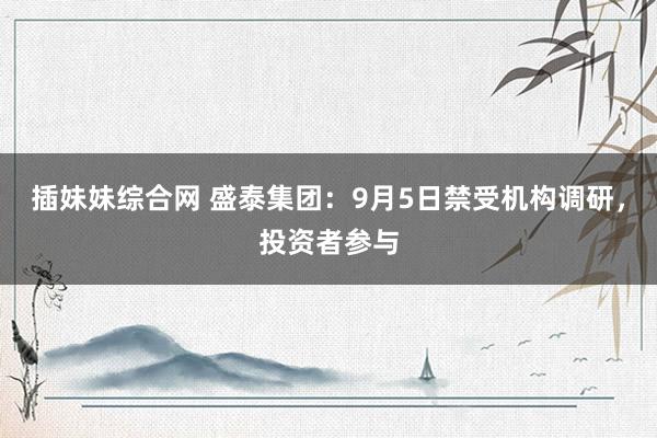 插妹妹综合网 盛泰集团：9月5日禁受机构调研，投资者参与